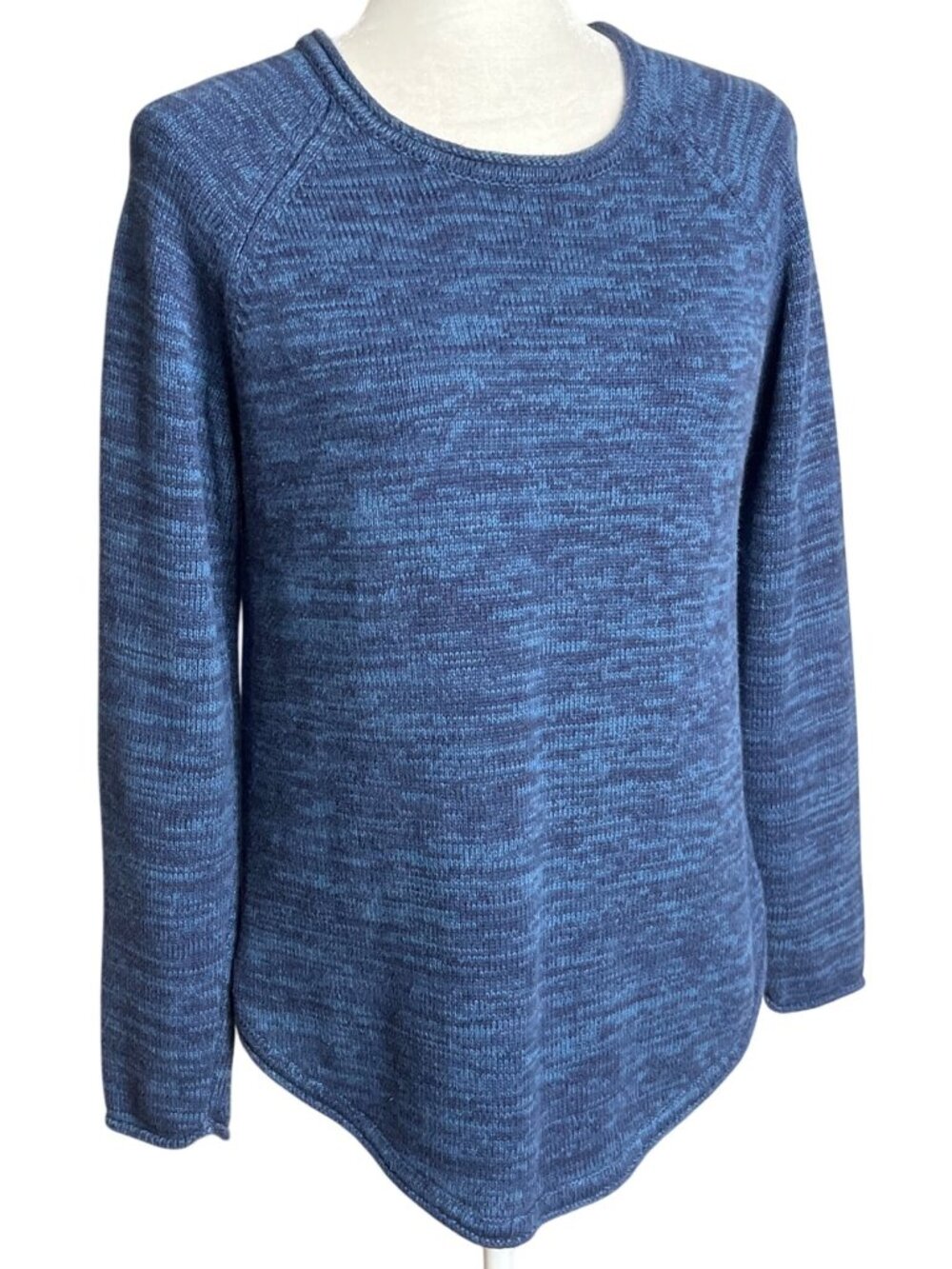 Cotton Marled Sweater Granolachic Cabincore Jeanne Pierre Space-Dye Blue Wom M